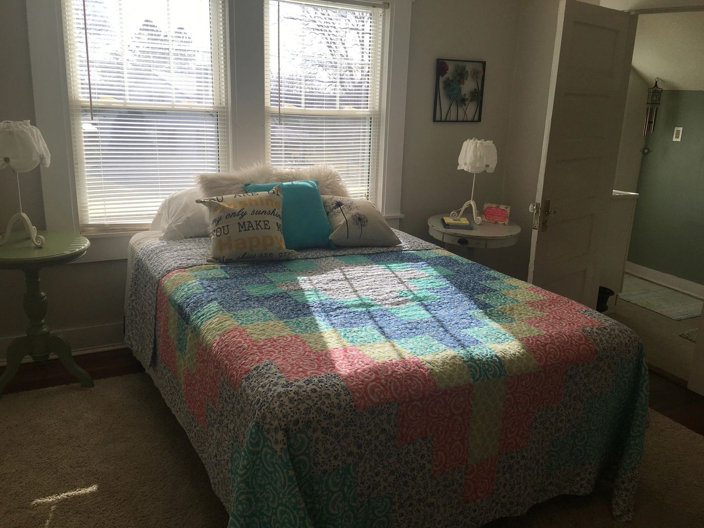 Bedroom with patchwork quilt